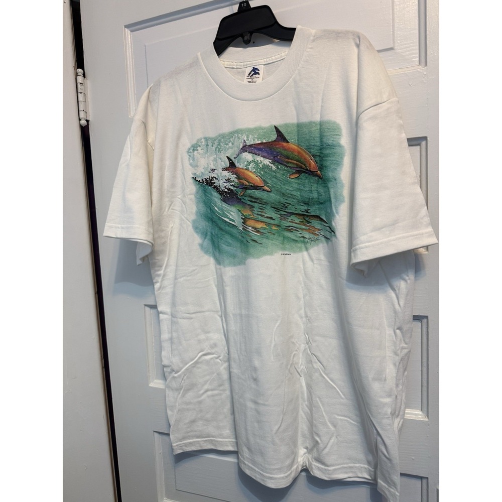 Vintage 90s Jim Morris Dolphin Ocean Graphic T-Shirt Men's XL Made in USA